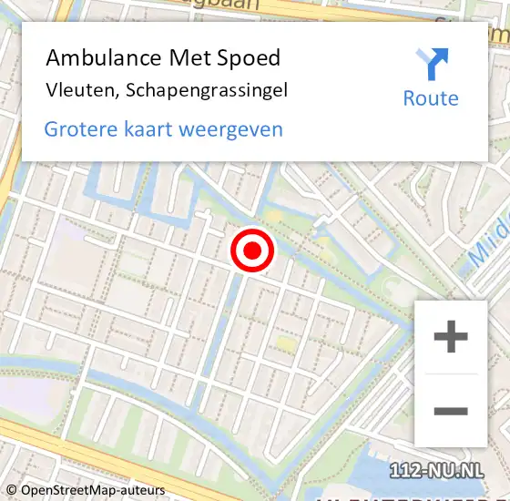 Locatie op kaart van de 112 melding: Ambulance Met Spoed Naar Vleuten, Schapengrassingel op 12 mei 2018 07:32