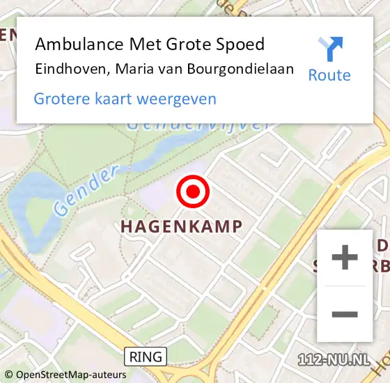 Locatie op kaart van de 112 melding: Ambulance Met Grote Spoed Naar Eindhoven, Maria van Bourgondielaan op 12 mei 2018 07:33