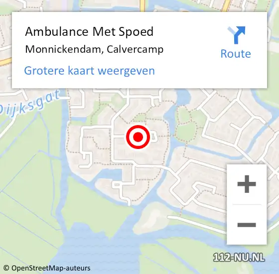 Locatie op kaart van de 112 melding: Ambulance Met Spoed Naar Monnickendam, Calvercamp op 12 mei 2018 07:51