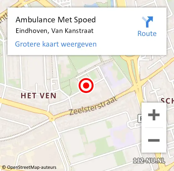 Locatie op kaart van de 112 melding: Ambulance Met Spoed Naar Eindhoven, Van Kanstraat op 12 mei 2018 08:02