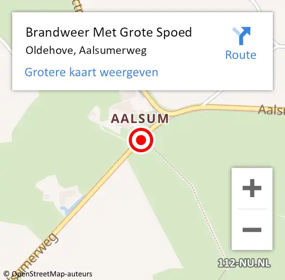 Locatie op kaart van de 112 melding: Brandweer Met Grote Spoed Naar Oldehove, Aalsumerweg op 12 mei 2018 08:14