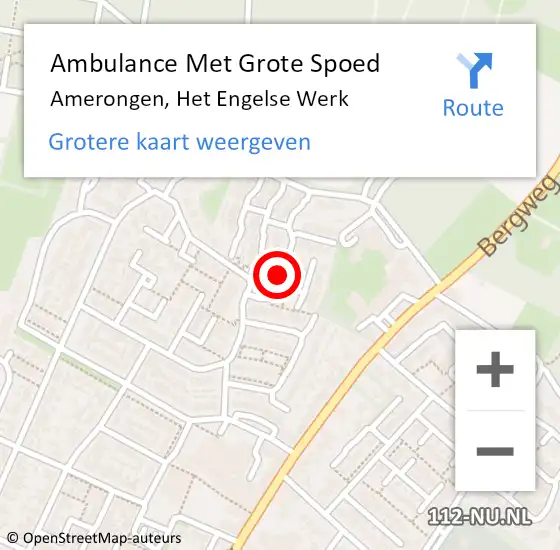 Locatie op kaart van de 112 melding: Ambulance Met Grote Spoed Naar Amerongen, Het Engelse Werk op 12 mei 2018 08:42