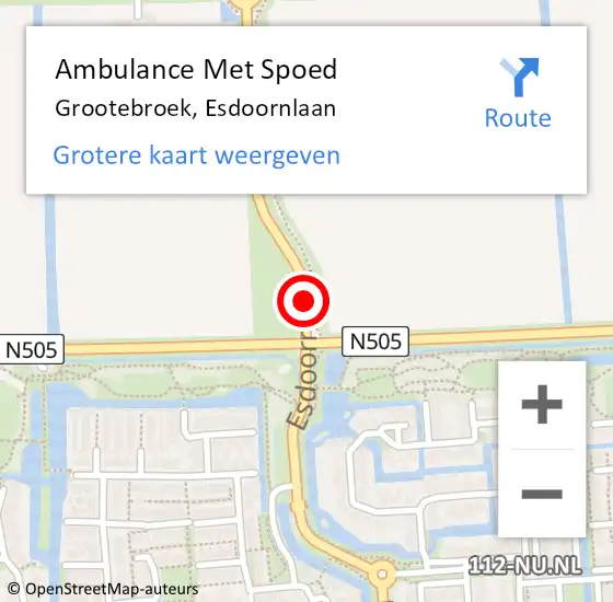 Locatie op kaart van de 112 melding: Ambulance Met Spoed Naar Grootebroek, Esdoornlaan op 12 mei 2018 09:31