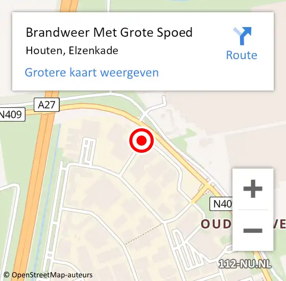 Locatie op kaart van de 112 melding: Brandweer Met Grote Spoed Naar Houten, Elzenkade op 12 mei 2018 09:49