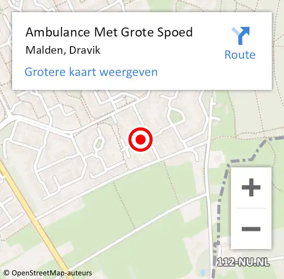 Locatie op kaart van de 112 melding: Ambulance Met Grote Spoed Naar Malden, Dravik op 12 mei 2018 10:35