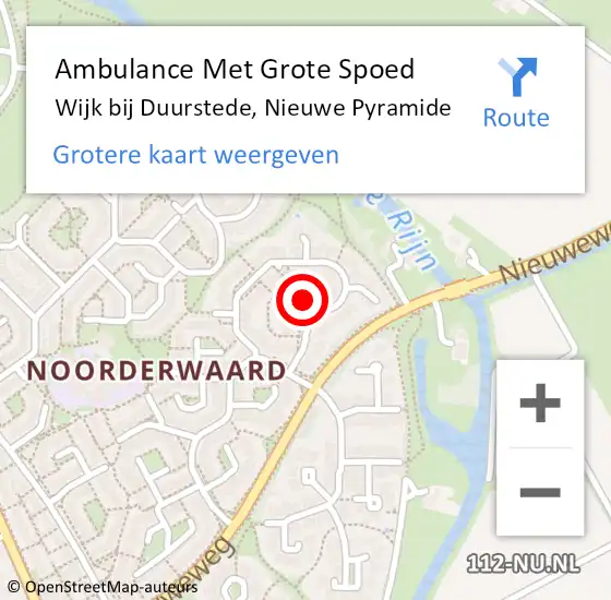 Locatie op kaart van de 112 melding: Ambulance Met Grote Spoed Naar Wijk bij Duurstede, Nieuwe Pyramide op 24 februari 2014 22:44