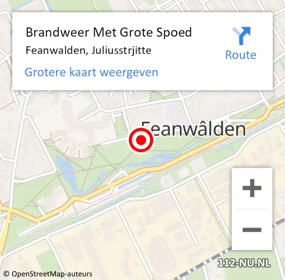 Locatie op kaart van de 112 melding: Brandweer Met Grote Spoed Naar Feanwalden, Juliusstrjitte op 12 mei 2018 11:18