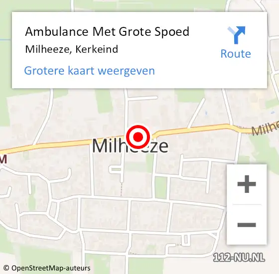 Locatie op kaart van de 112 melding: Ambulance Met Grote Spoed Naar Milheeze, Kerkeind op 12 mei 2018 11:32