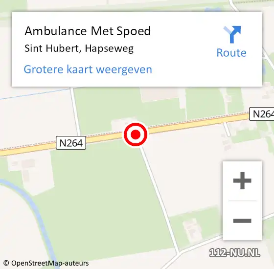 Locatie op kaart van de 112 melding: Ambulance Met Spoed Naar Sint Hubert, Hapseweg op 12 mei 2018 11:47