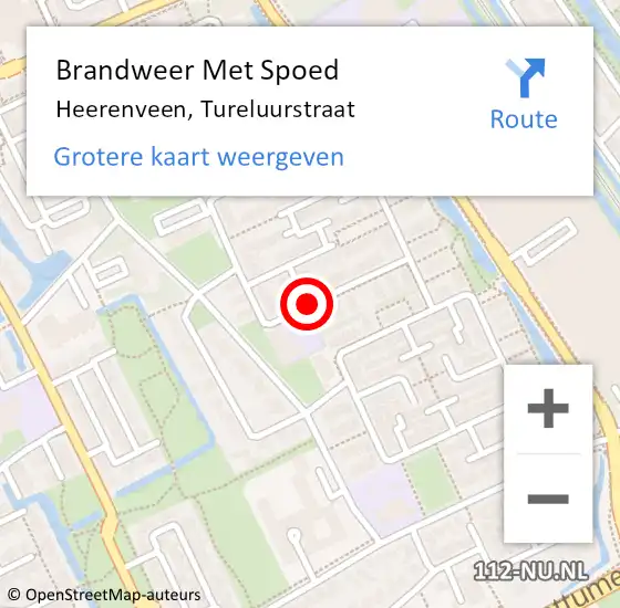 Locatie op kaart van de 112 melding: Brandweer Met Spoed Naar Heerenveen, Tureluurstraat op 12 mei 2018 11:59