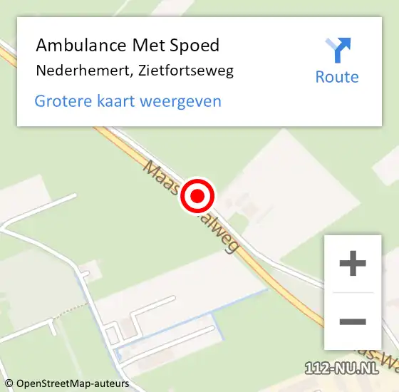 Locatie op kaart van de 112 melding: Ambulance Met Spoed Naar Nederhemert, Zietfortseweg op 12 mei 2018 12:18