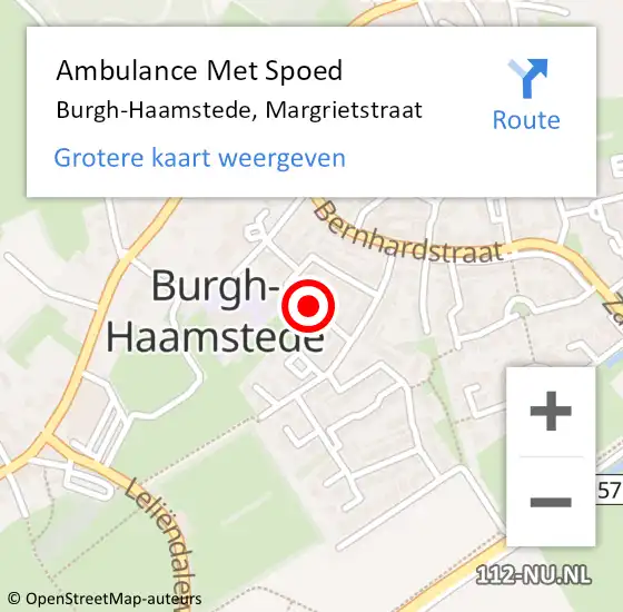 Locatie op kaart van de 112 melding: Ambulance Met Spoed Naar Burgh-Haamstede, Margrietstraat op 12 mei 2018 12:47