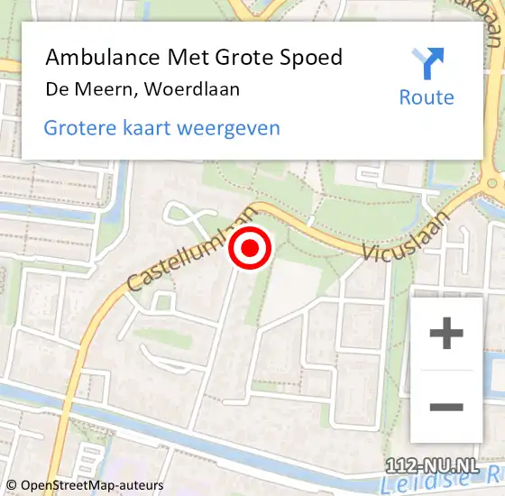 Locatie op kaart van de 112 melding: Ambulance Met Grote Spoed Naar De Meern, Woerdlaan op 12 mei 2018 13:19