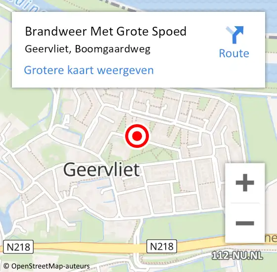 Locatie op kaart van de 112 melding: Brandweer Met Grote Spoed Naar Geervliet, Boomgaardweg op 12 mei 2018 13:24