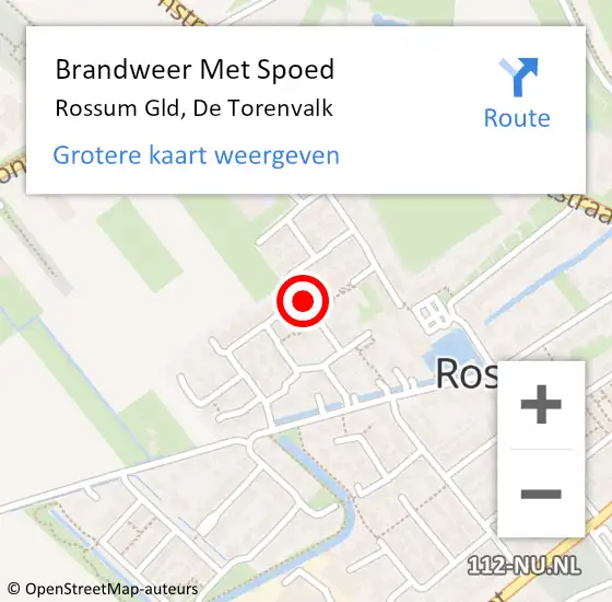 Locatie op kaart van de 112 melding: Brandweer Met Spoed Naar Rossum Gld, De Torenvalk op 24 februari 2014 23:44