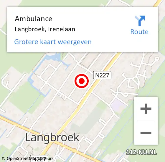 Locatie op kaart van de 112 melding: Ambulance Langbroek, Irenelaan op 12 mei 2018 14:54