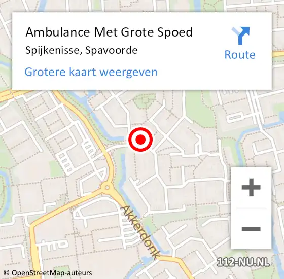 Locatie op kaart van de 112 melding: Ambulance Met Grote Spoed Naar Spijkenisse, Spavoorde op 12 mei 2018 15:11