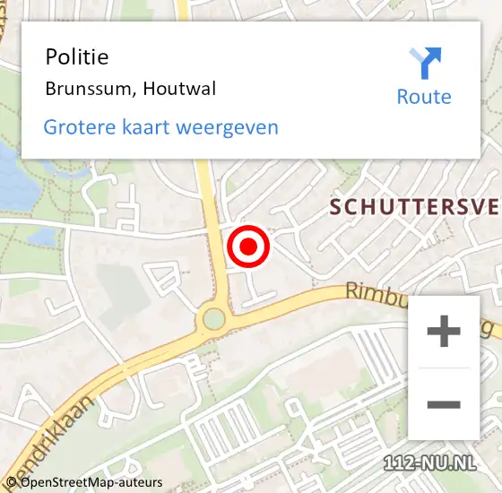 Locatie op kaart van de 112 melding: Politie Brunssum, Houtwal op 12 mei 2018 15:36