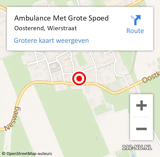 Locatie op kaart van de 112 melding: Ambulance Met Grote Spoed Naar Oosterend, Wierstraat op 12 mei 2018 16:12