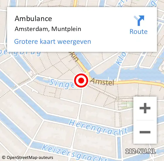 Locatie op kaart van de 112 melding: Ambulance Amsterdam, Muntplein op 12 mei 2018 16:23