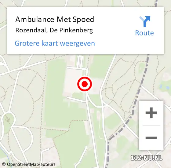 Locatie op kaart van de 112 melding: Ambulance Met Spoed Naar Rozendaal, De Pinkenberg op 12 mei 2018 16:25