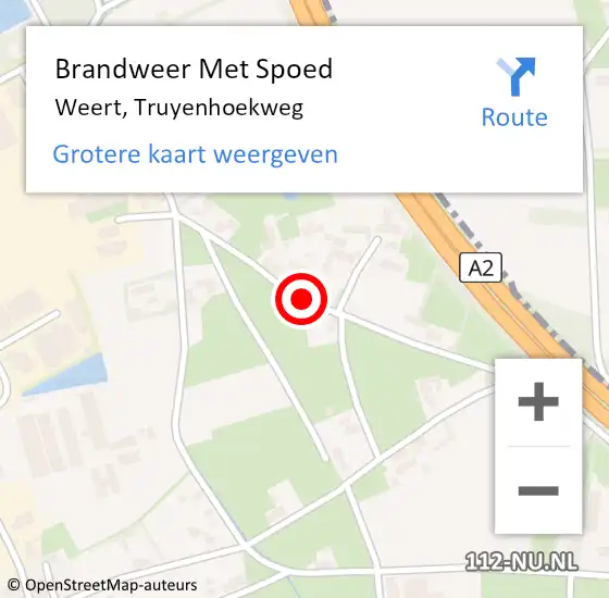 Locatie op kaart van de 112 melding: Brandweer Met Spoed Naar Weert, Truyenhoekweg op 12 mei 2018 16:35