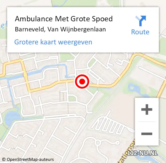 Locatie op kaart van de 112 melding: Ambulance Met Grote Spoed Naar Barneveld, Van Wijnbergenlaan op 12 mei 2018 16:39