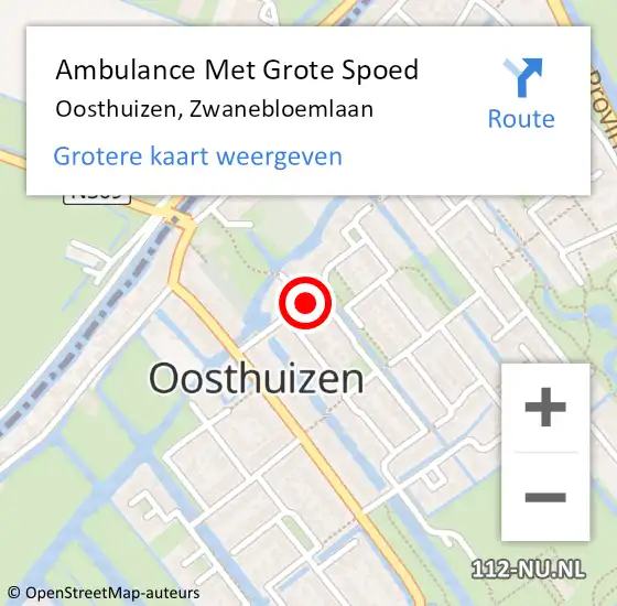 Locatie op kaart van de 112 melding: Ambulance Met Grote Spoed Naar Oosthuizen, Zwanebloemlaan op 12 mei 2018 16:56