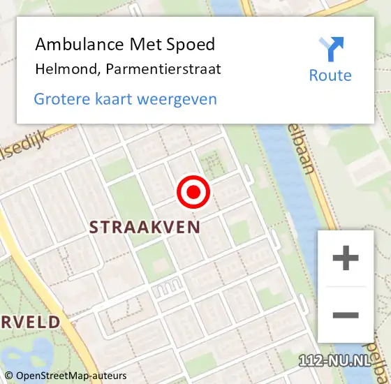 Locatie op kaart van de 112 melding: Ambulance Met Spoed Naar Helmond, Parmentierstraat op 12 mei 2018 17:18