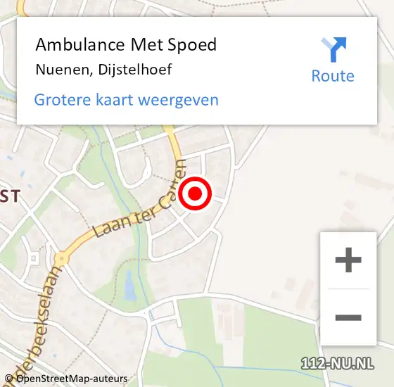 Locatie op kaart van de 112 melding: Ambulance Met Spoed Naar Nuenen, Dijstelhoef op 12 mei 2018 17:41