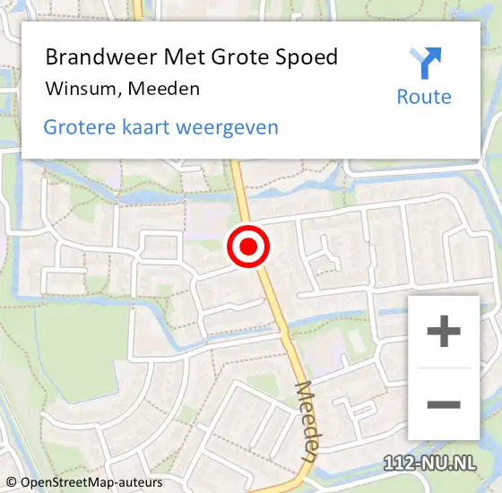 Locatie op kaart van de 112 melding: Brandweer Met Grote Spoed Naar Winsum, Meeden op 12 mei 2018 17:43