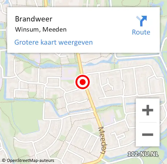 Locatie op kaart van de 112 melding: Brandweer Winsum, Meeden op 12 mei 2018 17:46