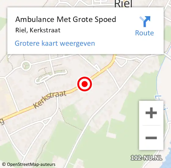 Locatie op kaart van de 112 melding: Ambulance Met Grote Spoed Naar Riel, Kerkstraat op 12 mei 2018 18:25