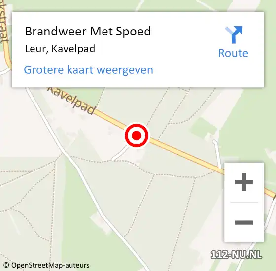 Locatie op kaart van de 112 melding: Brandweer Met Spoed Naar Leur, Kavelpad op 12 mei 2018 18:33