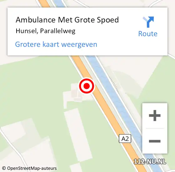 Locatie op kaart van de 112 melding: Ambulance Met Grote Spoed Naar Hunsel, Parallelweg op 12 mei 2018 18:38