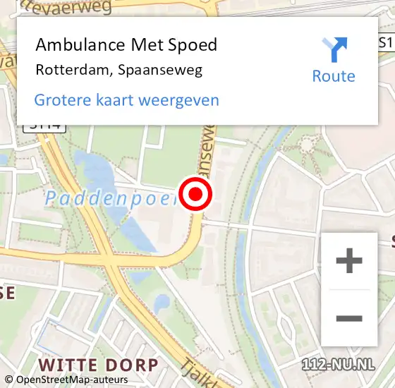 Locatie op kaart van de 112 melding: Ambulance Met Spoed Naar Rotterdam, Spaanseweg op 12 mei 2018 18:46