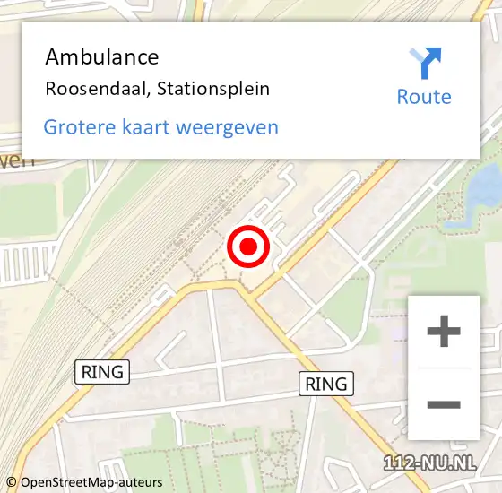 Locatie op kaart van de 112 melding: Ambulance Roosendaal, Stationsplein op 12 mei 2018 18:54