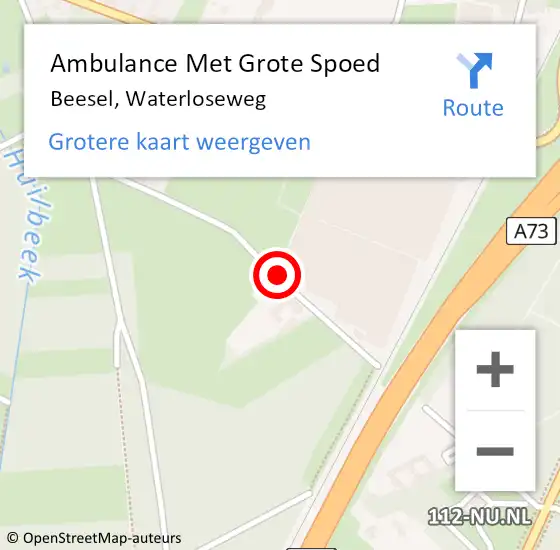 Locatie op kaart van de 112 melding: Ambulance Met Grote Spoed Naar Beesel, Waterloseweg op 12 mei 2018 19:17