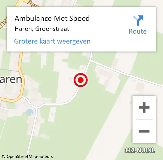 Locatie op kaart van de 112 melding: Ambulance Met Spoed Naar Haren, Groenstraat op 12 mei 2018 19:41