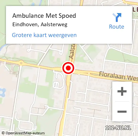 Locatie op kaart van de 112 melding: Ambulance Met Spoed Naar Eindhoven, Aalsterweg op 12 mei 2018 20:02