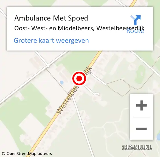 Locatie op kaart van de 112 melding: Ambulance Met Spoed Naar Oost- West- en Middelbeers, Westelbeersedijk op 12 mei 2018 20:13