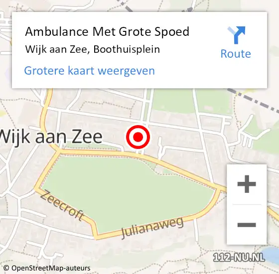 Locatie op kaart van de 112 melding: Ambulance Met Grote Spoed Naar Wijk aan Zee, Boothuisplein op 12 mei 2018 20:15