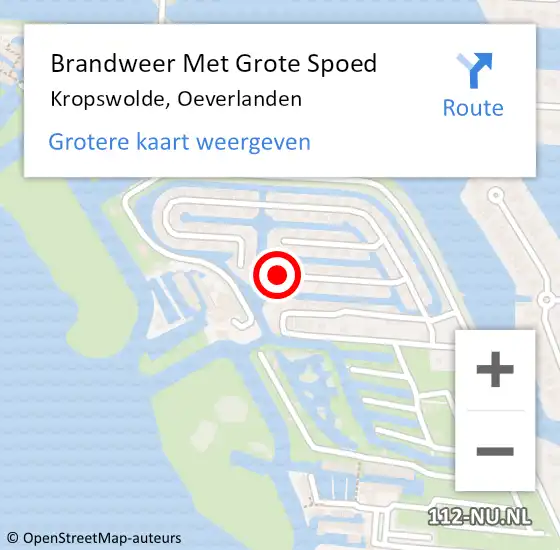 Locatie op kaart van de 112 melding: Brandweer Met Grote Spoed Naar Kropswolde, Oeverlanden op 12 mei 2018 20:19