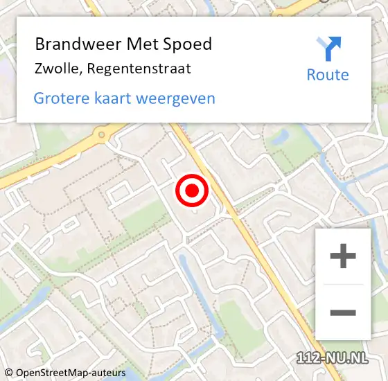 Locatie op kaart van de 112 melding: Brandweer Met Spoed Naar Zwolle, Regentenstraat op 12 mei 2018 20:34