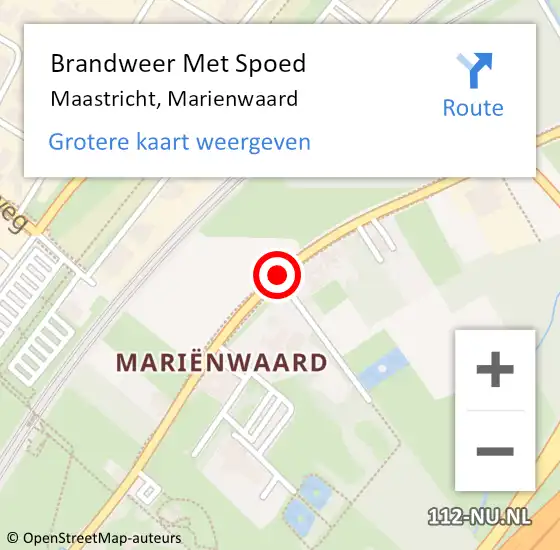 Locatie op kaart van de 112 melding: Brandweer Met Spoed Naar Maastricht, Marienwaard op 12 mei 2018 21:07
