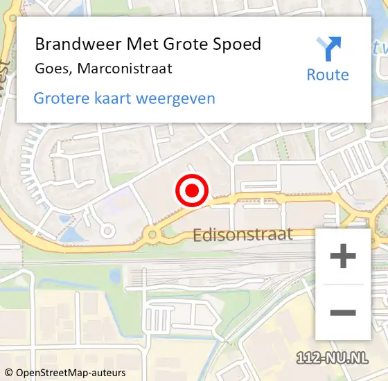 Locatie op kaart van de 112 melding: Brandweer Met Grote Spoed Naar Goes, Marconistraat op 25 februari 2014 01:26