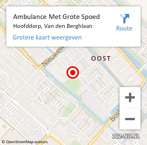 Locatie op kaart van de 112 melding: Ambulance Met Grote Spoed Naar Hoofddorp, Van Den Berghlaan op 12 mei 2018 21:24