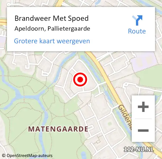 Locatie op kaart van de 112 melding: Brandweer Met Spoed Naar Apeldoorn, Pallietergaarde op 12 mei 2018 21:54