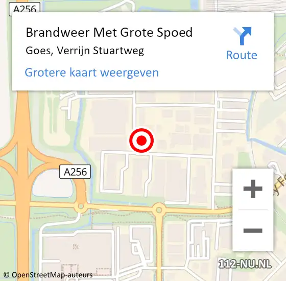 Locatie op kaart van de 112 melding: Brandweer Met Grote Spoed Naar Goes, Verrijn Stuartweg op 12 mei 2018 22:37