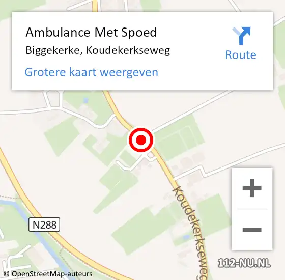 Locatie op kaart van de 112 melding: Ambulance Met Spoed Naar Biggekerke, Koudekerkseweg op 12 mei 2018 22:48